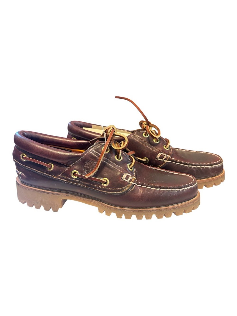 Timberland Brown Leather Lugged Boat Shoes Size 7.5 NWOT